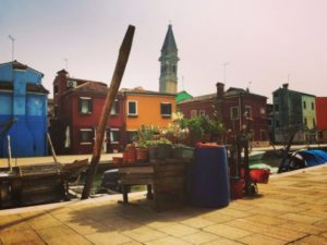 The leaning belltower of Burano